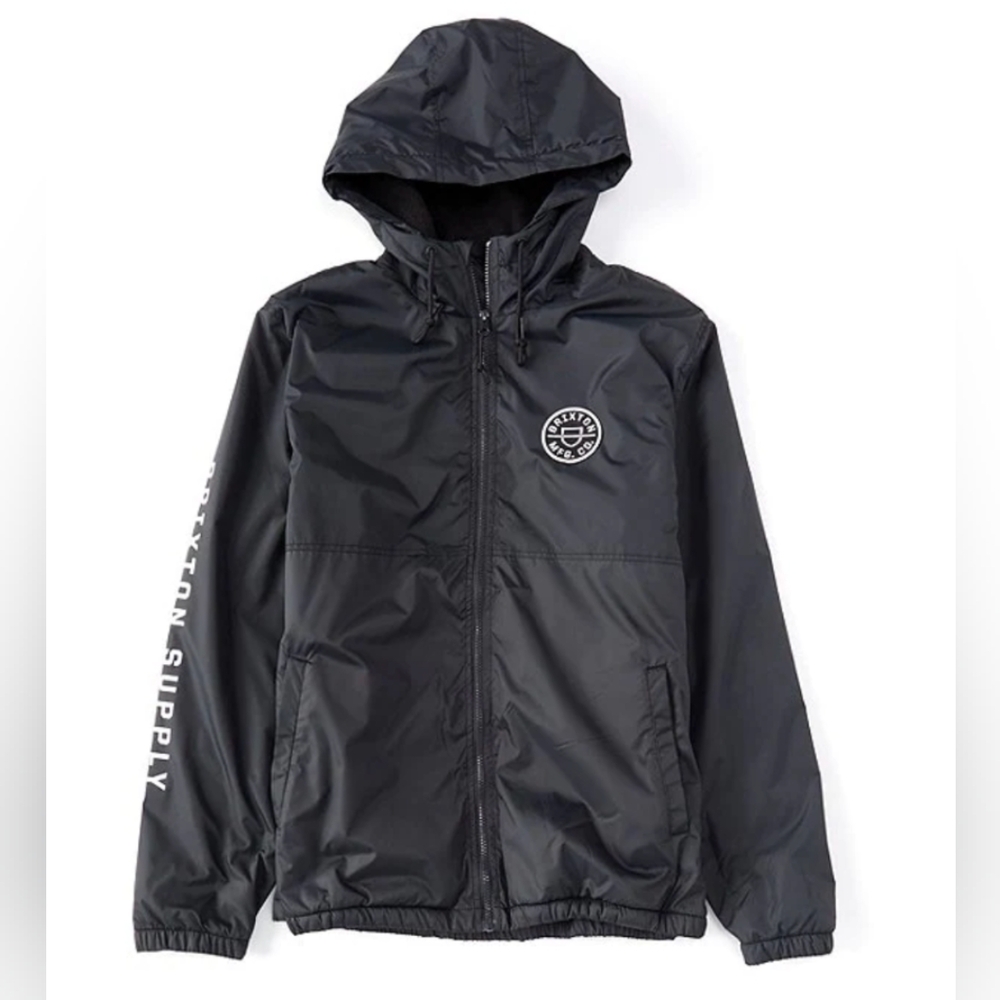 Brixton Hooded Jacket- Black - large